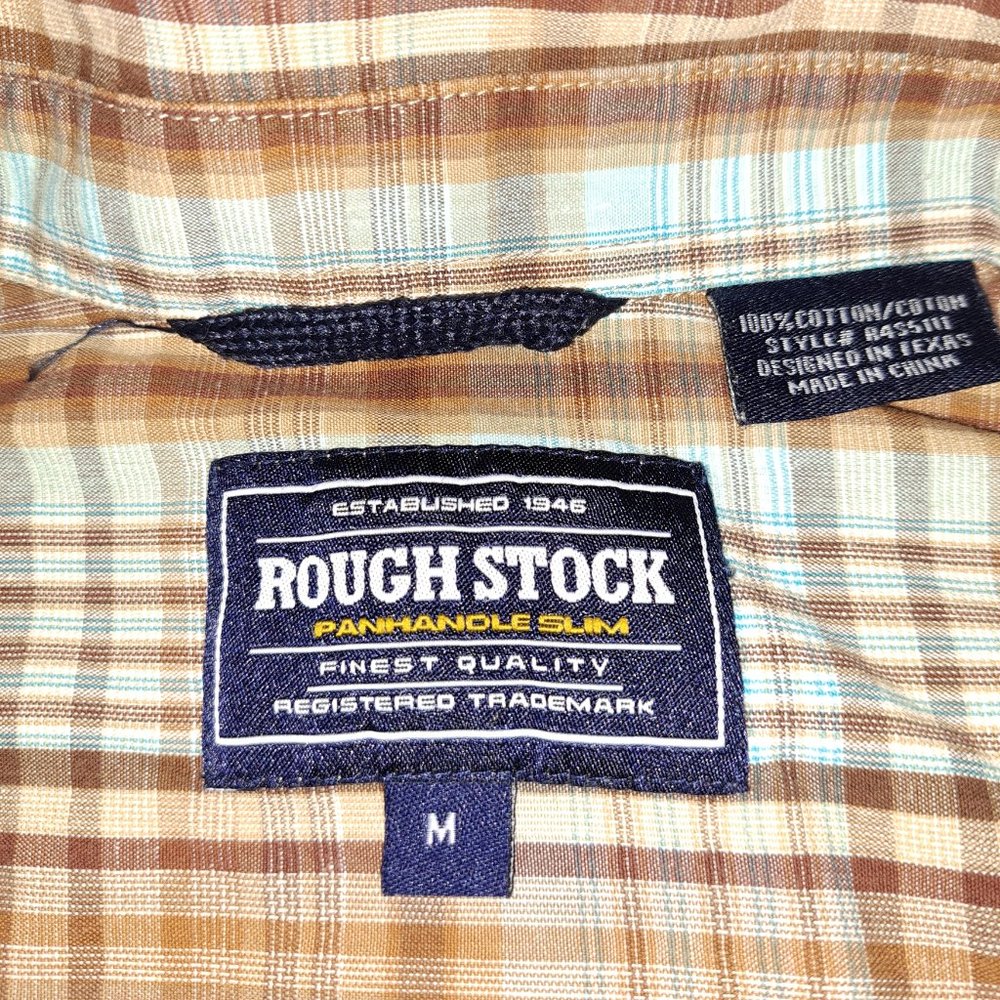 ROUGH STOCK~PANHANDLE SLIM~WOMEN'S PEARL SNAP~PLAID WESTERN SHIRT W/STUDS~M - Picture 3 of 13